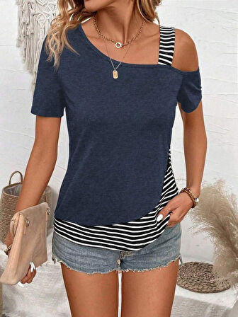 Modavera Kadın Kısa Kollu Omuzdan Askılı Viskon Bluz