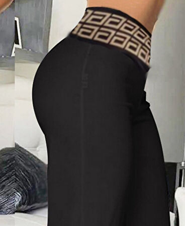 Modavera Kadın Belde Kruvaze Ve Ribana Detay Ispanyol Paça Ithal Krep Pantolon