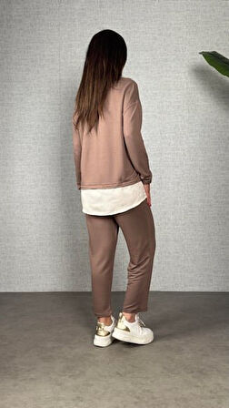 Modavera Polo Yaka Gömlek Detay Salaş Balon Pantolunlu ıkılı Takım