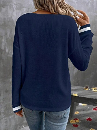 Modavera Kadın Uzun Kollu V Yakalı Waffle Bluz