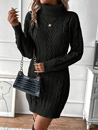 Modavera Kadın Balıkçı Yaka Mini Triko Elbise