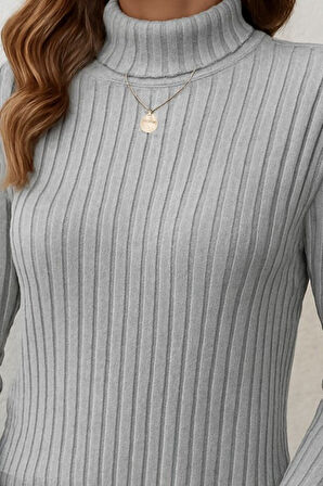 Modavera Kadın Uzun Kollu Balıkçı Yaka Yandan Yırtmaçlı şardonlu Kaşkorse Bluz