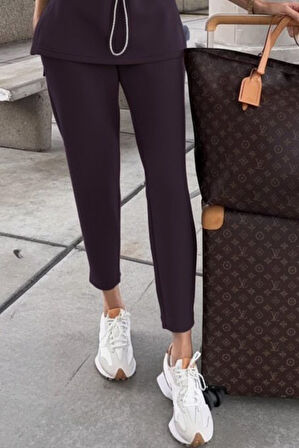 Modavera Kadın Uzun Kollu Balıkçı Yaka Belden Lastikli Modal Bluz Ve Pantolon Ikili Takım