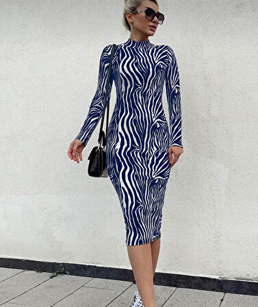 Modavera Kadın Uzun Kollu Mikro Midi Elbise