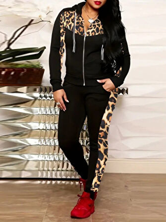 Modavera Kadın Uzun Kollu önden Fermuarlı Bağcıklı Viskon Iki Iplik Bluz Ve Pantolon Ikili Takım