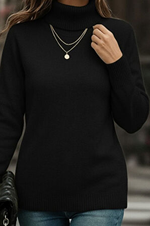 Modavera Kadın Uzun Kollu Balıkçı Yaka Triko Bluz