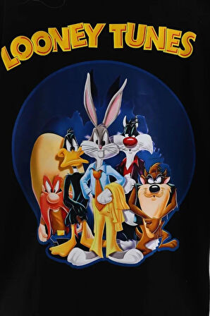 Modavera Unisex Baskılı Oversize T-Shirt - Siyah