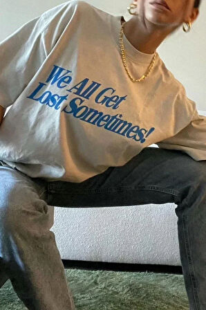 Modavera Unisex Baskılı Oversize T-Shirt - Beyaz