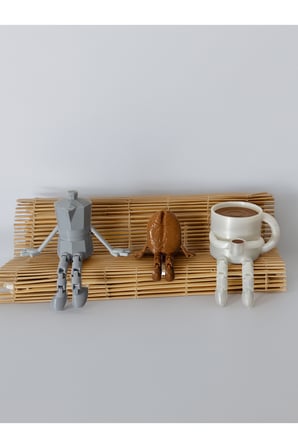 Kahve Köşesi Sevimli Biblo Seti 3lü, Kahve Çekirdeği, Kahve Kupası, Moka Pot, Coffee Set 10 cm