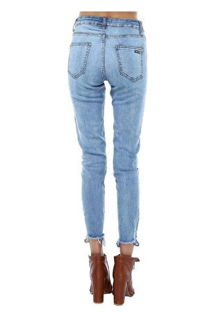 Mavi Denim Paça Detaylı Taşlanmış Likralı Kadın Pantolon