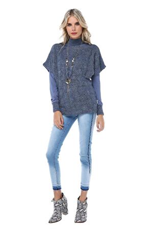 Mavi Denim Yandan İncili ve Nakışlı Kadın Pantolon