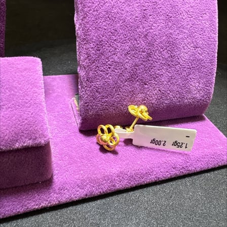 22 Ayar Altın Çocuk Küpesi Çiçek Desenli 1.25gr Hediye