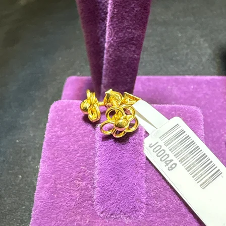 22 Ayar Altın Çocuk Küpesi Çiçekli Özel Tasarım 0.97gr Hediye Paksoy