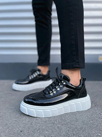 Tb010 Cloud Bağcıklı Rugan Erkek Günlük Sneaker Ayakkabı Rbt - Siyah