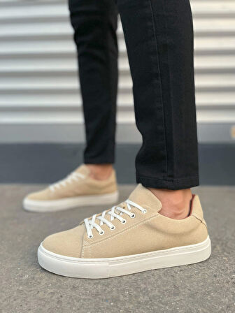 Tb122 Mode Bağcıklı Süet Erkek Günlük Sneaker Ayakkabı Sbt - Bej