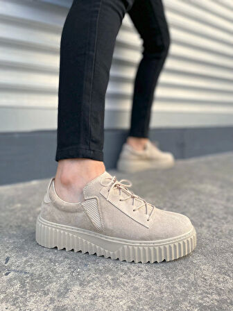 Tb502 Bold Bağcıklı Süet Erkek Günlük Sneaker Ayakkabı Skt - Krem