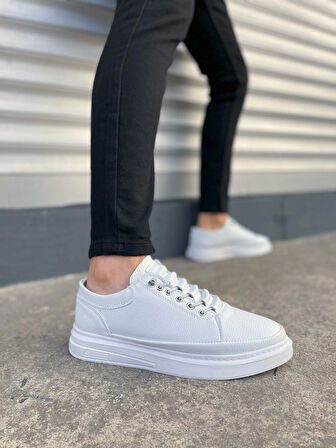 Tb0535 Prime Bağcıklı Cilt Erkek Günlük Sneaker Ayakkabı Cbt - Beyaz