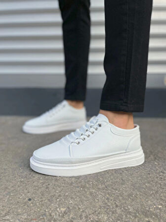 Tb0535 Prime Bağcıklı Cilt Erkek Günlük Sneaker Ayakkabı Cbt - Beyaz