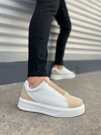 Tb007 Alba Bağcıksız Süet Cilt Erkek Günlük Sneaker Ayakkabı Scbt Bej/beyaz