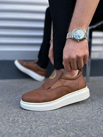 Tb161 Hippo Bağcıksız Cilt Erkek Günlük Sneaker Ayakkabı Cbt - Taba