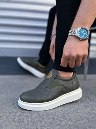 Tb161 Hippo Bağcıksız Cilt Erkek Günlük Sneaker Ayakkabı Cbt - Haki
