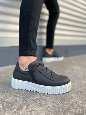 Tb502 Bold Bağcıklı Cilt Erkek Günlük Sneaker Ayakkabı Cbt - Siyah