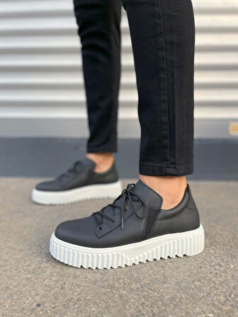 Tb502 Bold Bağcıklı Cilt Erkek Günlük Sneaker Ayakkabı Cbt - Siyah