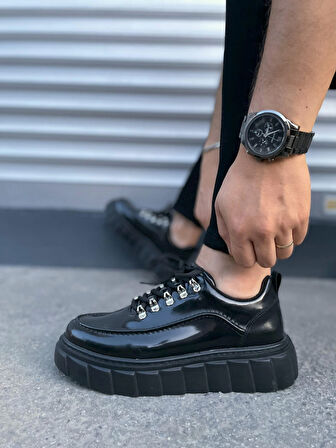 Tb010 Cloud Bağcıklı Rugan Erkek Günlük Sneaker Ayakkabı Rst - Siyah