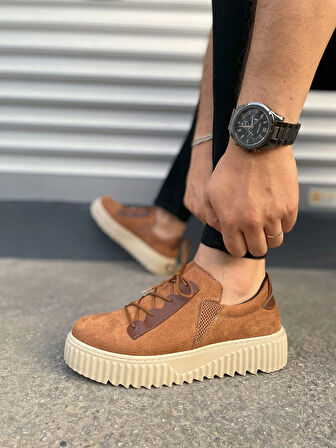 Tb502 Bold Bağcıklı Süet Erkek Günlük Sneaker Ayakkabı Skt - Taba