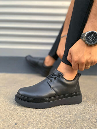 Tbx03 Luxor Bağcıklı Cilt Erkek Günlük Spor Klasik Ayakkabı Cst - Siyah