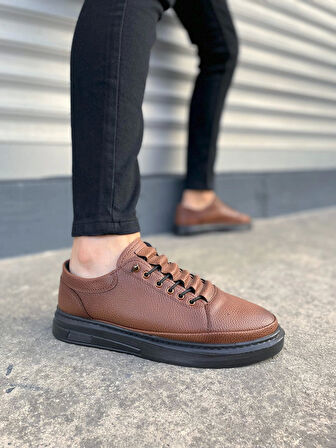 Tb0535 Prime Bağcıklı Cilt Erkek Günlük Sneaker Ayakkabı Cst - Taba