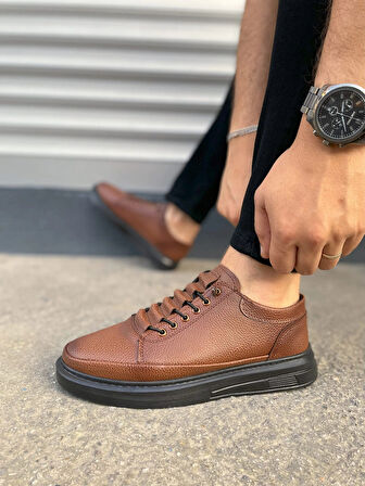 Tb0535 Prime Bağcıklı Cilt Erkek Günlük Sneaker Ayakkabı Cst - Taba