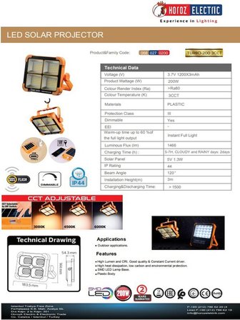 200W LED Solar Projektör