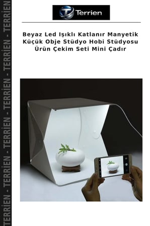 Beyaz Led Işıklı Katlanır Manyetik Küçük Obje Stüdyo Hobi Stüdyosu Ürün Çekim Seti Mini Çadır