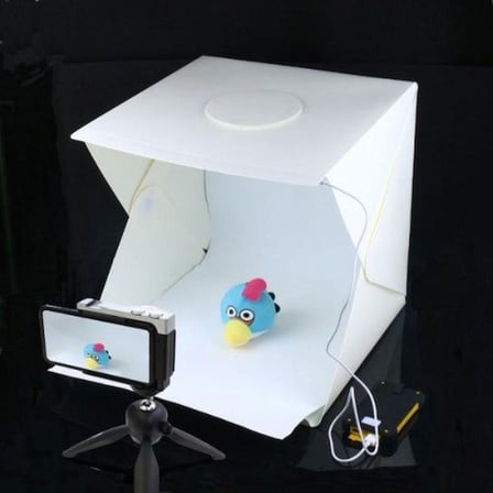 Beyaz Led Işıklı Katlanır Manyetik Küçük Obje Stüdyo Hobi Stüdyosu Ürün Çekim Seti Mini Çadır