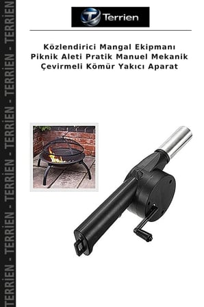Közlendirici Mangal Ekipmanı Piknik Aleti Pratik Manuel Mekanik Çevirmeli Kömür Yakıcı Aparat