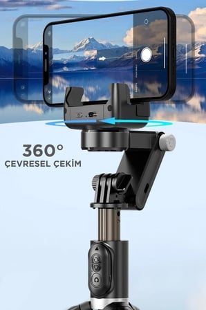 Yayıncı Ekipmanı Taşınabilir Stant Kurgu Destekçisi Q18 Siyah Gimbal Selfie Çubuğu