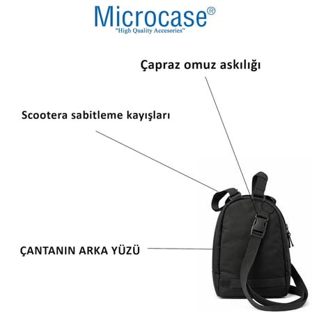 Microcase Suluk Bölmeli Çapraz Omuz Askılıklı Scooter Çantası AL5537 - SİYAH