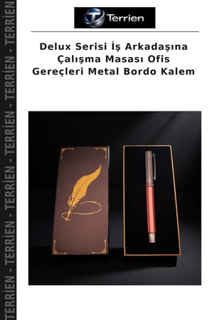 Delux Serisi İş Arkadaşına Çalışma Masası Ofis Gereçleri Metal Bordo Kalem