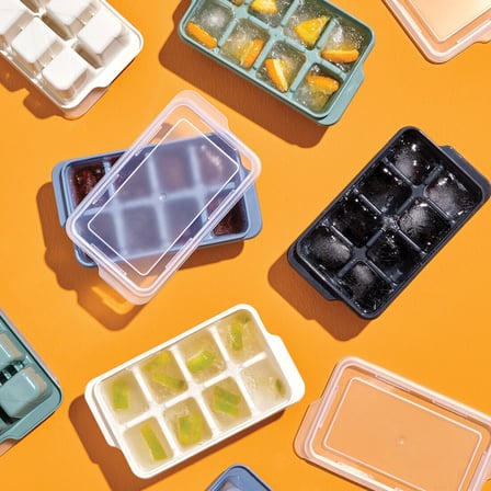 Yaz Hazırlığı İçecek Sunumu Soğuk Sunum 3'lü Mini Buz Kalıbı - Küp Şekilli - Kapaklı - Plastik