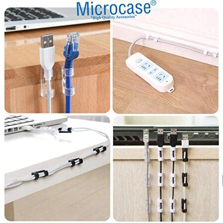 Microcase Yapışkanlı Kablo Sabitleyici Düzenleyici Çok Amaçlı Kablo Toparlayıcı Klips Set - ŞEFFAF AL4552 16 Adet