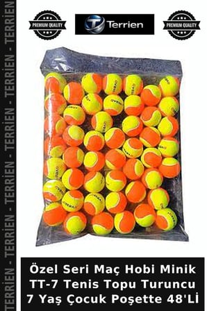 Özel Seri Maç Hobi Minik TT-7 Tenis Topu Turuncu 7 Yaş Çocuk Poşette 48'Lİ