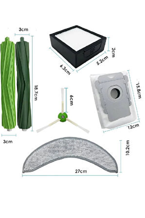 iRobot Roomba Combo J7+ Uyumlu Yedek mop paspas hepa filtre fırça toz torbası
