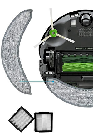 iRobot Roomba Combo J7+ Uyumlu Yedek mop paspas hepa filtre fırça toz torbası