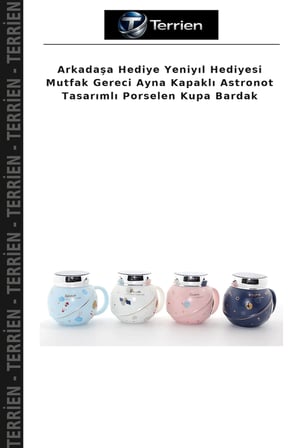 Arkadaşa Hediye Yeniyıl Hediyesi Mutfak Gereci Ayna Kapaklı Astronot Tasarımlı Porselen Kupa Bardak