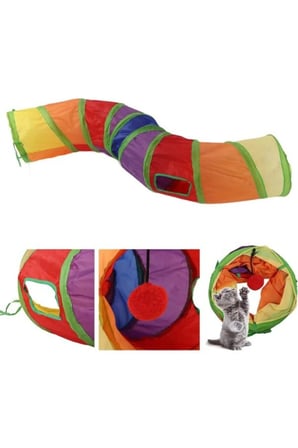 3 Adet Kedi Oyun Tüneli – Katlanabilir Polyester Tünel 117-120 CM Uzunluk 25 CM Çap Ev İçin Cat Tunnel Play Tunnel