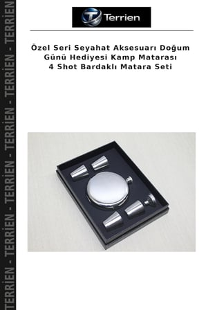 Özel Seri Seyahat Aksesuarı Doğum Günü Hediyesi Kamp Matarası 4 Shot Bardaklı Matara Seti