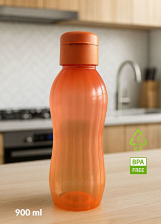 Suluk 2'li Set Su Şişesi BPA Free Okul Suluğu PP-5 Suluk Spor Okul Ofis Suluğu Mürdüm-Turuncu 900 ml