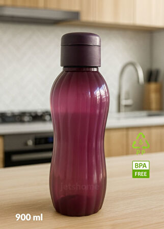 Suluk 2'li Set Su Şişesi BPA Free Okul Suluğu PP-5 Suluk Spor Okul Ofis Suluğu Mürdüm-Turuncu 900 ml