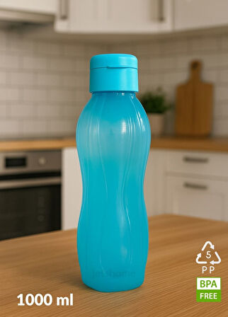 2’li PP-5 Su Şişesi Seti – 1000 ml Sızdırmaz Matara, BPA Free, Ev-İş-Spor İçin Mavi-Turuncu